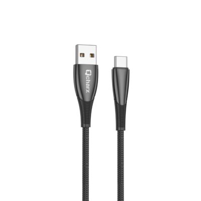 Cable qcharx berlin usb a tipo c 3a – 1 m – zinc negro cordon grueso tacto suave