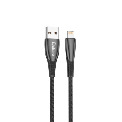 Cable qcharx berlin usb a lightning 3a – 1 m – zinc negro cordon grueso tacto suave