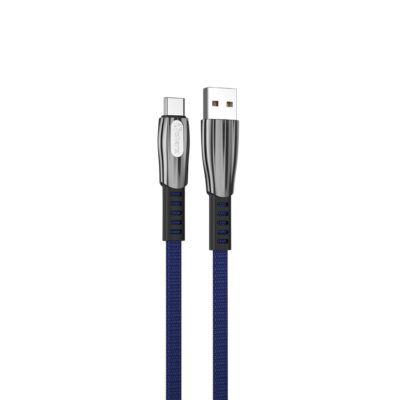 Cable qcharx florence usb a tipo c 3a – 1 m – zinc azul cordón plano premium