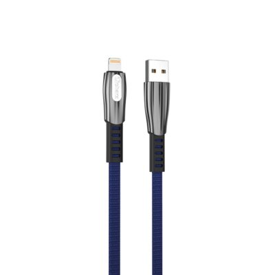 Cable qcharx florence usb a lightning 3a – 1 m – zinc azul cordón plano premium