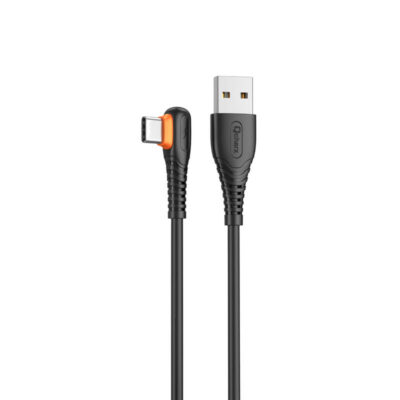 Cable qcharx london usb a tipo c 3a – 1 m – pvc negro acodado