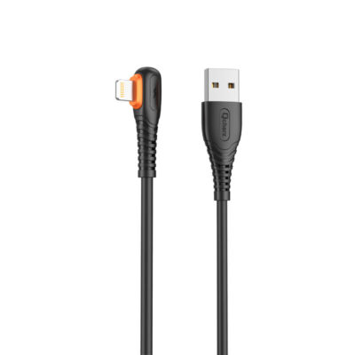 Cable qcharx london usb a lightning 3a – 1 m – pvc negro acodado