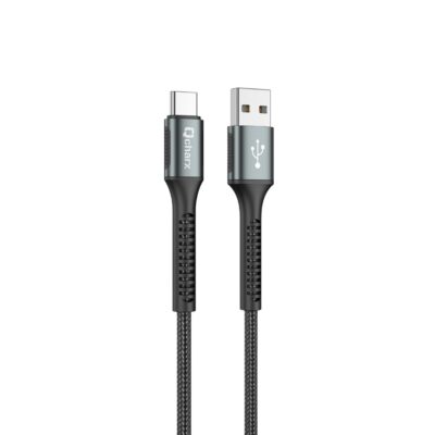 Cable qcharx prague usb a tipo c 3a – 1 m – aleación de aluminio negro cordón de tela suave