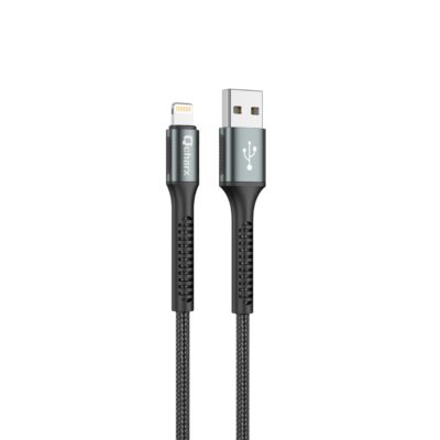 Cable qcharx prague usb a lightning 3a – 1 m – aleación de aluminio negro cordón de tela suave