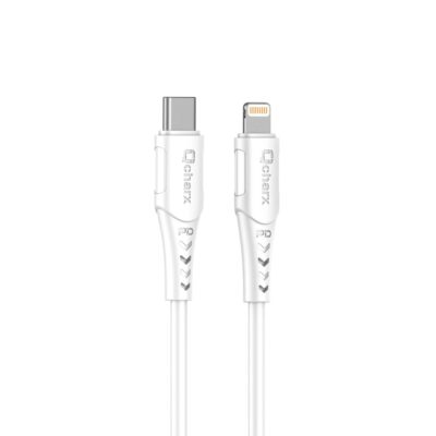 Cable qcharx sofia tipo c a lightning 3a 20w – 1 m – pvc blanco