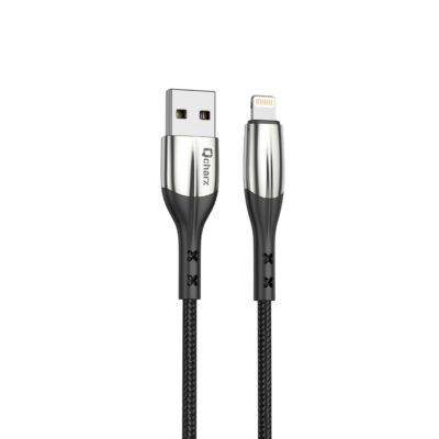 Cable qcharx toronto usb a lightning 3a – 1 m – zinc negro cordon suave