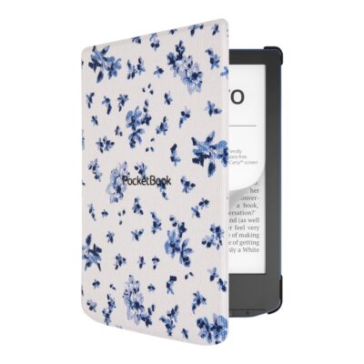 Pocketbook funda shell series verse + verse pro – patron flores blanco azul