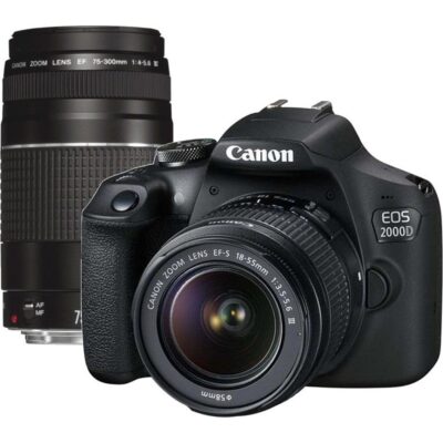 Camara reflex canon eos 2000d + ef – s 18 – 55dc + ef 75 – 300 24.1mpx negro
