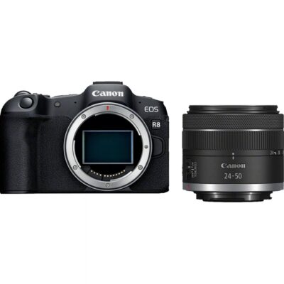 Camara reflex canon eos r8 + rf 24 – 50 f4.5 – 6.3 is stm 24.2mpx negro