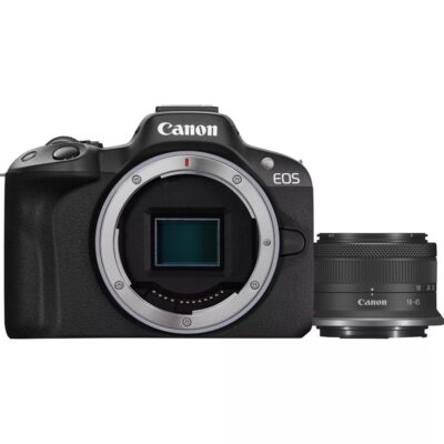 Camara reflex canon eos r50 black + rf – s 18 – 45 f4.5 – 6.3 is stm 24.2mpx negro