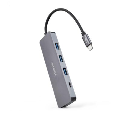 Hub nanocable usb – c a 3xusb3.0 – h + 1xusb – c – h aluminio 10 cm – gris
