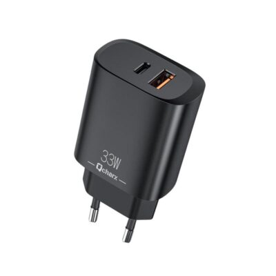 Cargador qcharx eros 3a 33w 1 x usb tipo a – 1 x usb tipo c negro