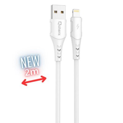 Cable qcharx athens lightning a usb tipo a – 2m – pvc blanco