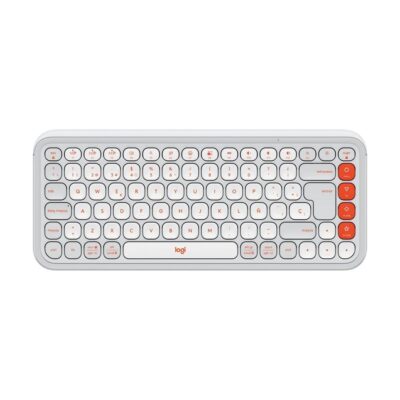 Teclado logitech pop icon keys inalambrico blanco – naranja