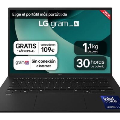 Portatil lg gram 14zd90t – g intel core ultra 7 255h 16gb ssd1tb freedos 14 pulgadas