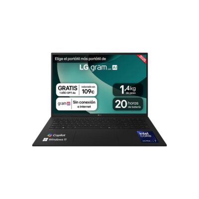 Portatil lg gram 17z90t – g intel core ultra 7 255h 32gb ssd1tb w11 17 pulgadas