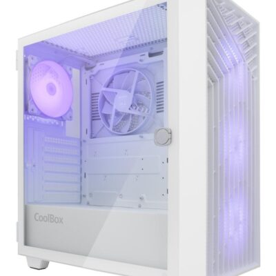 Caja ordenador gaming coolbox ga300 grid line atx argb cristal templado blanco