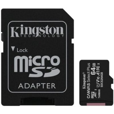 Tarjeta memoria micro secure digital sd hc 64gb kingston canvas select plus clase 10 uhs – 1 + adaptador sd