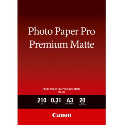 Papel fotografico canon premium matte tinta iimpresion – a3 – 297x420mm – 20 hojas