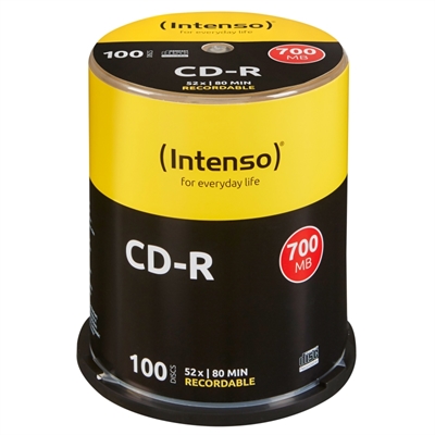 Tarrina de cd – r virgenes intenso 700mb – 80 min tubo 100 unidades