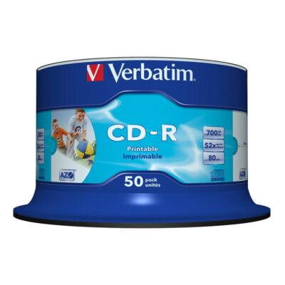 Verbatim cd – r 700mb 52x tarrina 50 unidades imprimible inkjet super azo