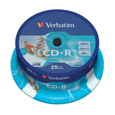 Verbatim cd – r 700mb 52x tarrina 25 unidades printable