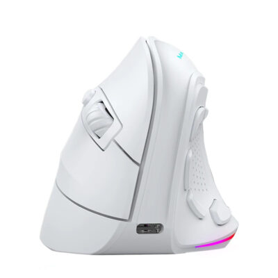 Mouse raton mars gaming ergonomico vertical.rgb inalambrico tri – mode blanco