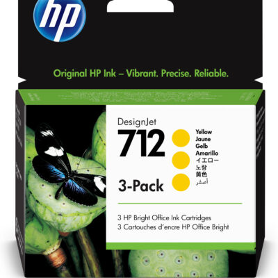 Pack 3 cartuchos hp 712 designjet t200 – t600 amarillo