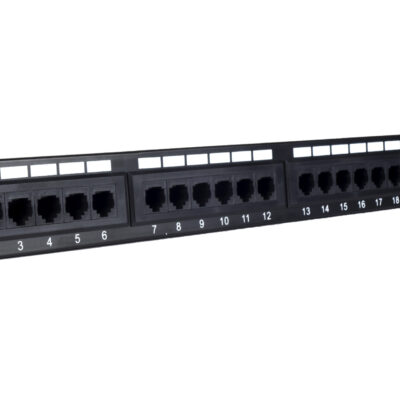 Panel transferencia para armario rack 19 pulgadas phasak utp rj45 cat. 6 dual 24p 1u negro pu 2420