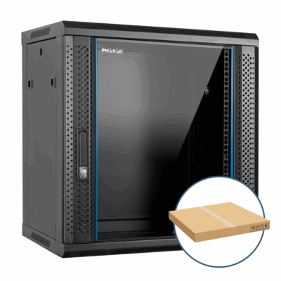 Armario rack mural 19 pulgadas phasak pro 12u 600×450 desmontado (envio flat pack) (incluyen 2 vent bolsa tornilleria) pho 2112d