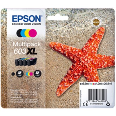 Multipack cartucho tinta epson 603xl c13t03a64010 negro – cian – amarillo – magenta – estrella de mar