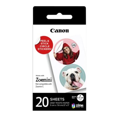 Papel fotografico canon zinkpaper zp2030 – 2c – 20 pegatinas circular
