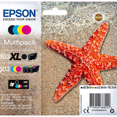 Multipack cartucho tinta epson 603xl c13t03a94010 negro – cian – amarillo – magenta – estrella de mar