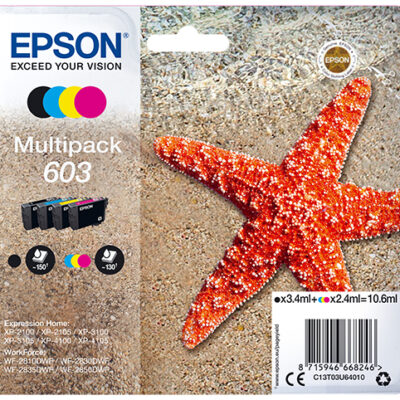Multipack cartucho tinta epson 603 c13t03u64010 negro – cian – amarillo – magenta – estrella de mar