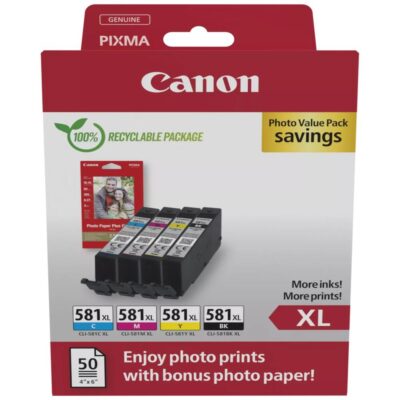 Multipack canon cli – 581xl bk – c – m – y + papel fotografico