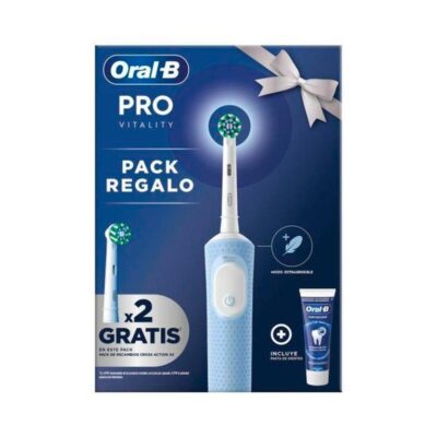 Cepillo dental electrico braun oral – b vitality pro blanco + 2 cabezales y dentifrico