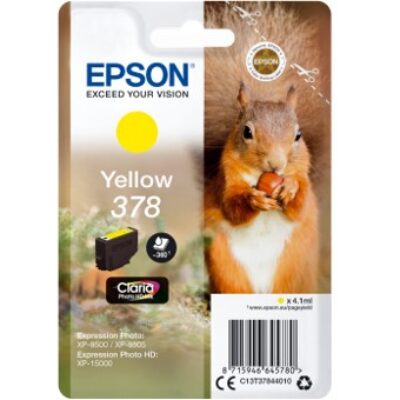 Cartucho tinta epson c13t37844010 singlepack amarillo 378 claria photo hd ink xp – 8500 ardilla