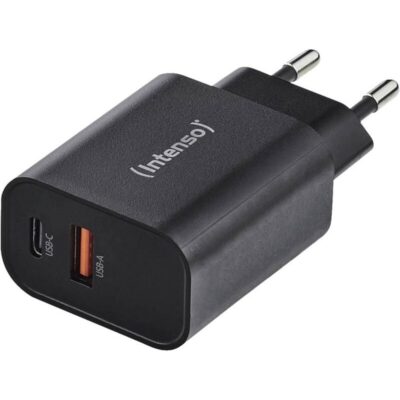 Cargador de pared intenso w30ac 15w 1x usb tipo a 1x usb tipo c negro