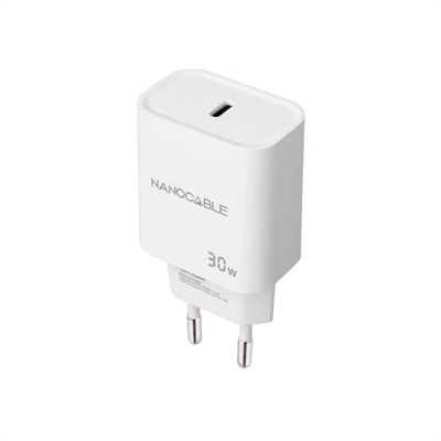 Cargador nanocable pared usb – c pd 30w blanco