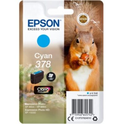 Cartucho tinta epson c13t37824010 singlepack cian 378 claria photo hd ink xp – 8500 ardilla