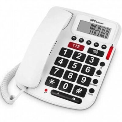 Telefono fijo spc comfort volume blanco pantalla – m.libres – tec.grandes – tecla r – 2 memo.direc