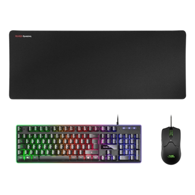 Kit teclado + mouse raton mars gaming mcpxbpt + alfombrilla portugues