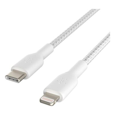 Cable lightning a usb tipo c belkin 2m – macho – macho – blanco trenzado