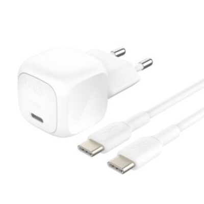 Cargador de pared belkin wca009kq1mwh – b6 20w 1x usb tipo c blanco + cable usb tipo c
