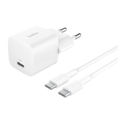 Cargador de pared belkin wca012kq1mwh – b6 25w 1x usb tipo c blanco + cable usb tipo c