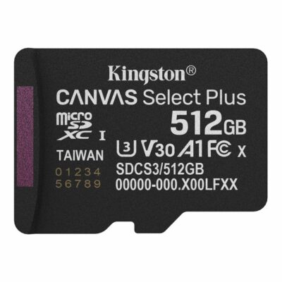 Tarjeta memoria micro secure digital sdxc 512gb kingston canvas select plus clase 10 uhs – 1