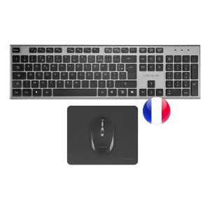 Teclado + raton tacens 6zenithfr inalambrico gris frances + alfombrilla