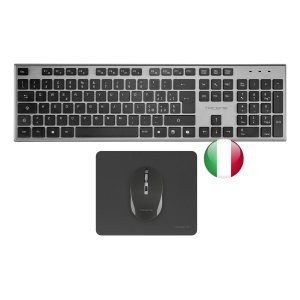 Teclado + raton tacens zenith inalambrico gris italiano + alfombrilla