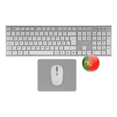 Teclado + raton tacens zenith inalambrico plata portugues + alfombrilla