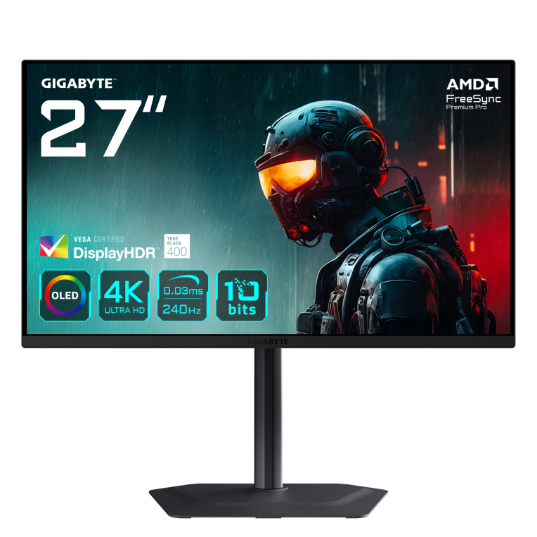 Monitor oled gaming 27 pulgadas gigabyte m27ua ek 4k uhd - dp - hdmi - 240hz - 0.03ms - vesa 100x100